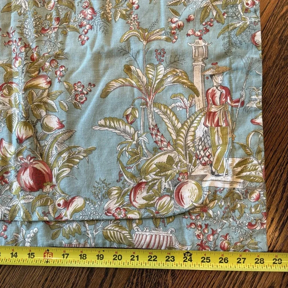 RARE POTTERY BARN Asian Toile Chinoserie Pagoda Linen-Cotton Standard Sham EUC